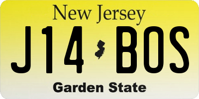 NJ license plate J14BOS