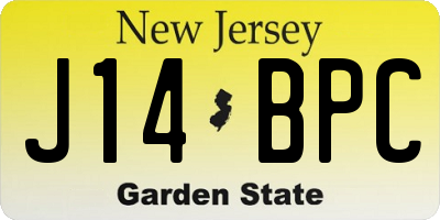 NJ license plate J14BPC
