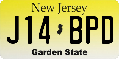 NJ license plate J14BPD