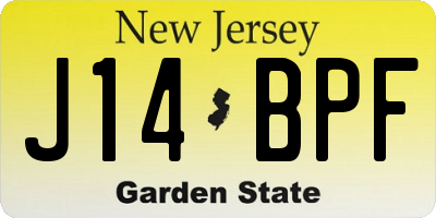 NJ license plate J14BPF