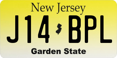 NJ license plate J14BPL