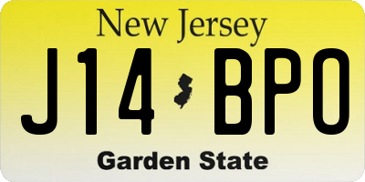 NJ license plate J14BPO