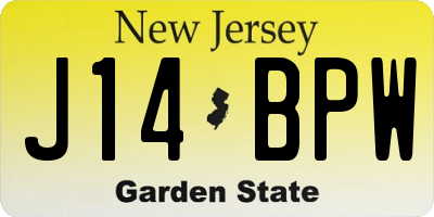 NJ license plate J14BPW