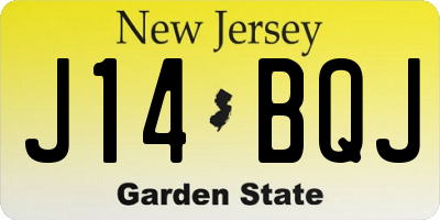 NJ license plate J14BQJ