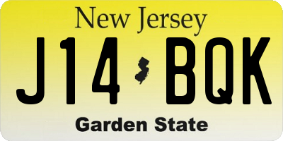 NJ license plate J14BQK