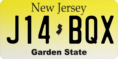 NJ license plate J14BQX