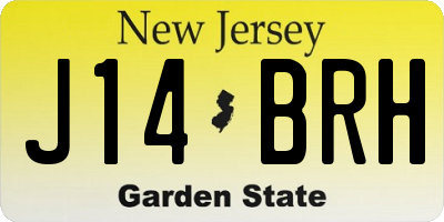 NJ license plate J14BRH