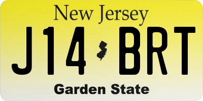 NJ license plate J14BRT