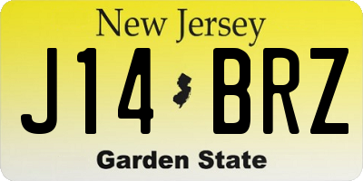 NJ license plate J14BRZ
