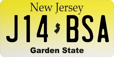 NJ license plate J14BSA