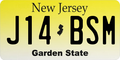NJ license plate J14BSM