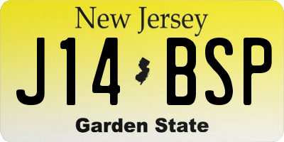 NJ license plate J14BSP