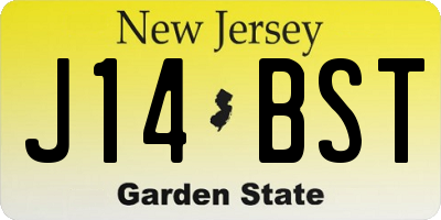 NJ license plate J14BST