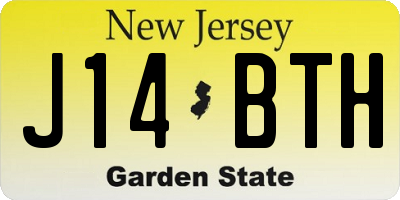 NJ license plate J14BTH