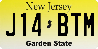 NJ license plate J14BTM