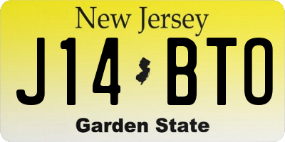 NJ license plate J14BTO