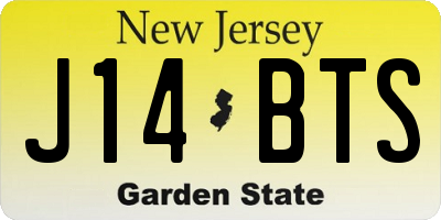 NJ license plate J14BTS