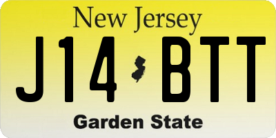 NJ license plate J14BTT