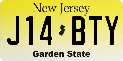 NJ license plate J14BTY