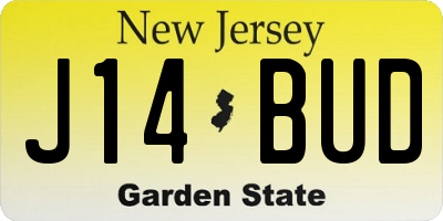 NJ license plate J14BUD