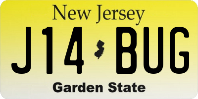 NJ license plate J14BUG