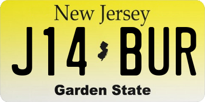 NJ license plate J14BUR