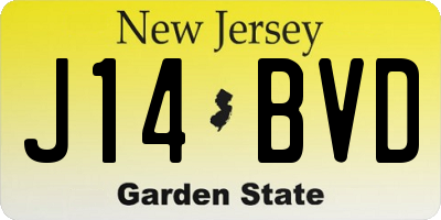 NJ license plate J14BVD