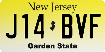 NJ license plate J14BVF
