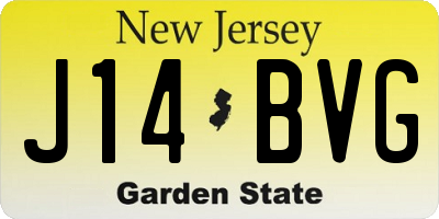 NJ license plate J14BVG