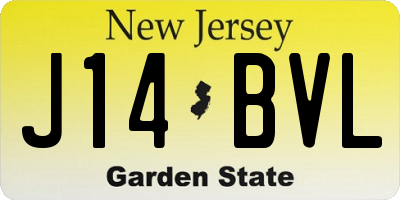 NJ license plate J14BVL