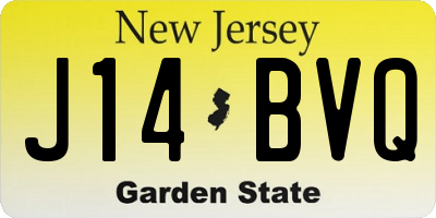 NJ license plate J14BVQ