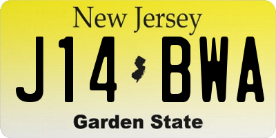 NJ license plate J14BWA