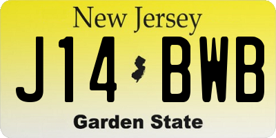 NJ license plate J14BWB