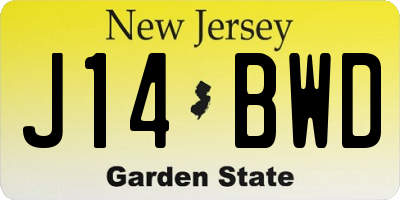NJ license plate J14BWD