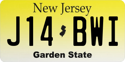NJ license plate J14BWI