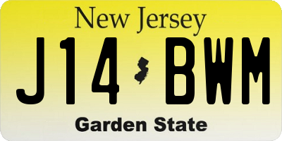 NJ license plate J14BWM