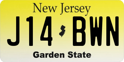 NJ license plate J14BWN
