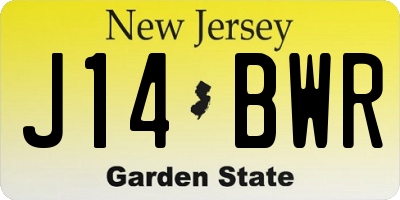 NJ license plate J14BWR