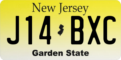 NJ license plate J14BXC