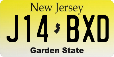 NJ license plate J14BXD