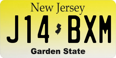 NJ license plate J14BXM