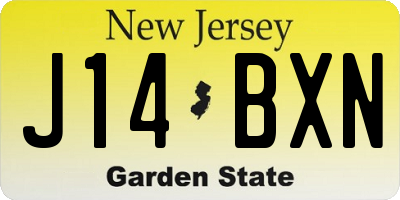 NJ license plate J14BXN