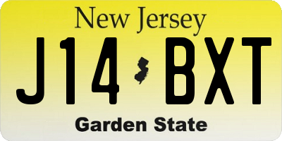 NJ license plate J14BXT
