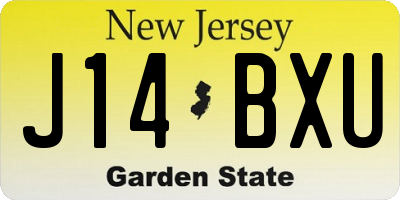 NJ license plate J14BXU
