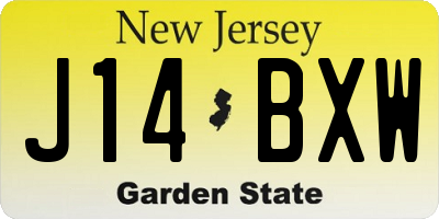 NJ license plate J14BXW