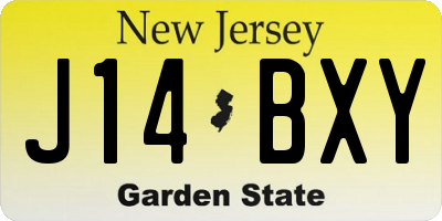 NJ license plate J14BXY