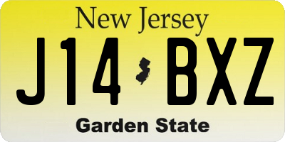 NJ license plate J14BXZ