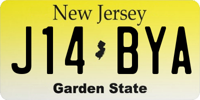 NJ license plate J14BYA