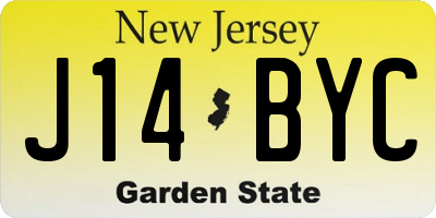 NJ license plate J14BYC