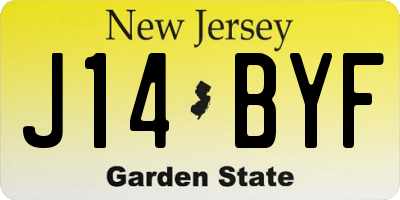 NJ license plate J14BYF